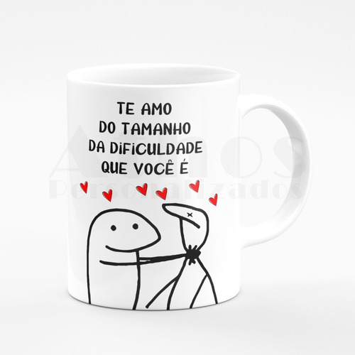 Caneca Meme Boneco Palito Te Amo Do Tamanho Da Dificuldade